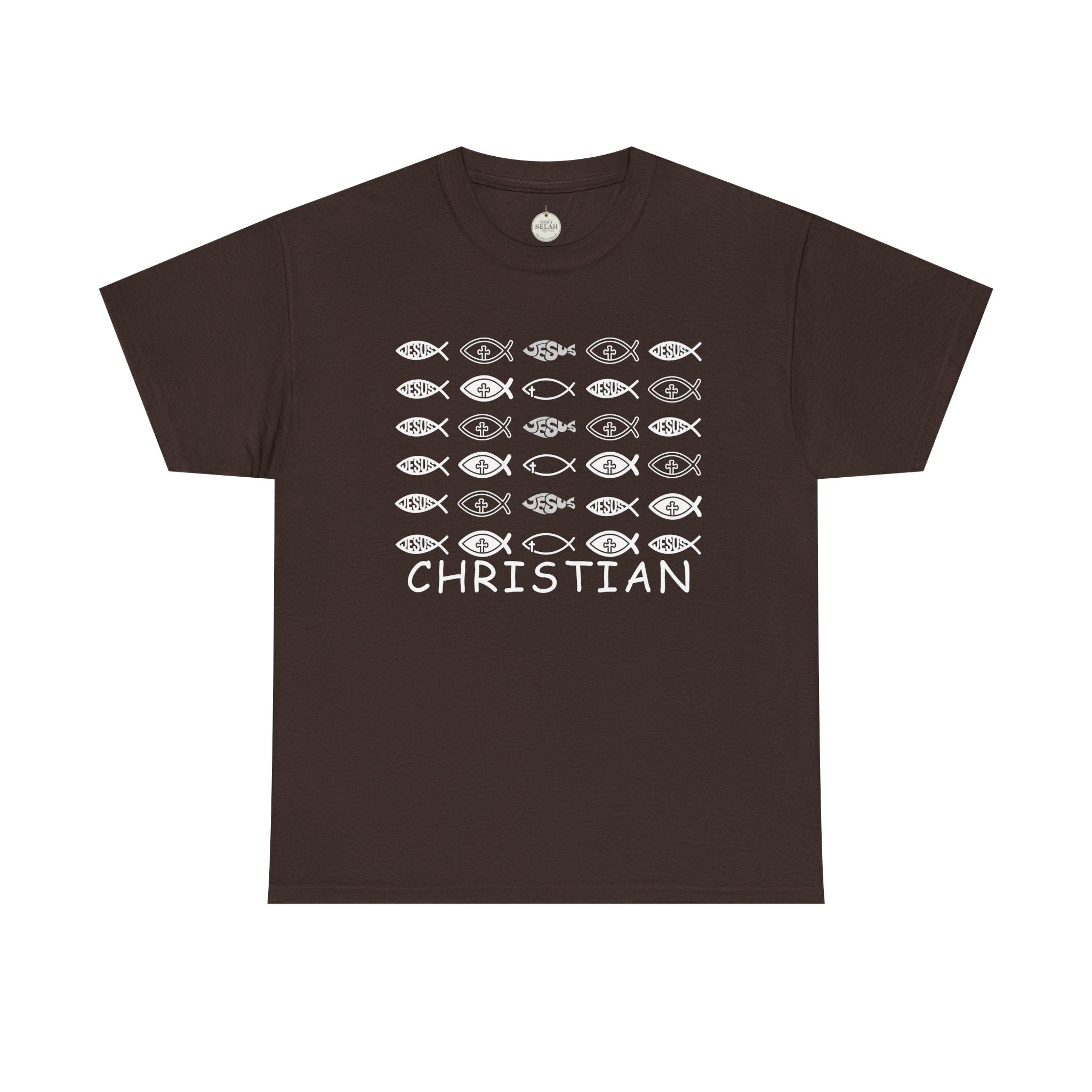 Christian Fish Pattern T‑Shirt — Ichthys Faith Tee - JESUS FISH