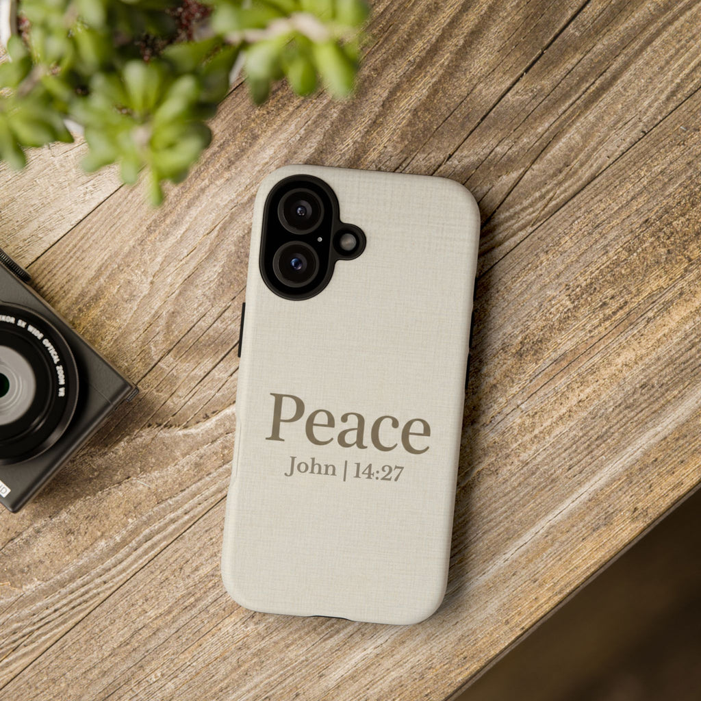 Peace (John 14:27) Phone Case — Minimalist Christian Scripture iPhone & Android Cover