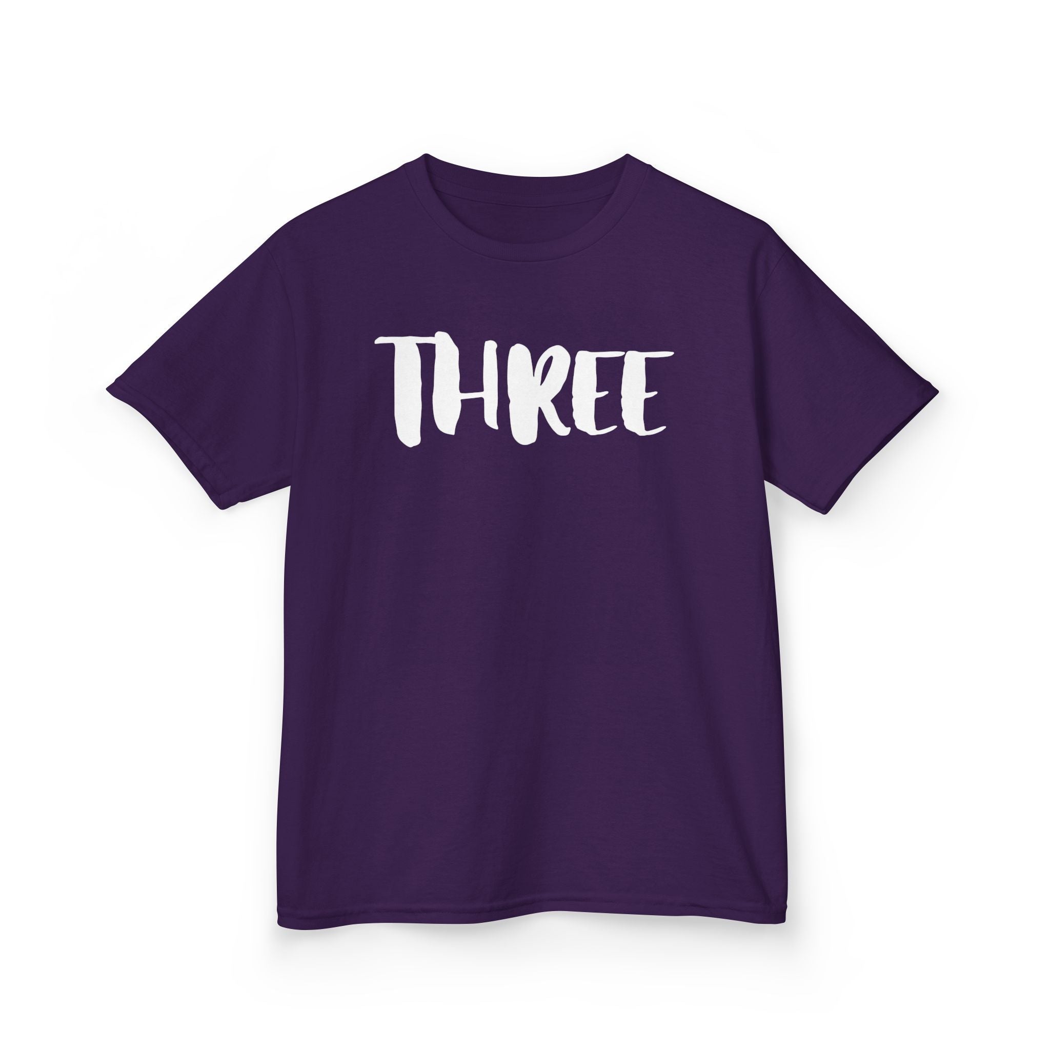 Kids Tee — "Three" Birthday Shirt, 3rd Birthday Toddler T‑Shirt