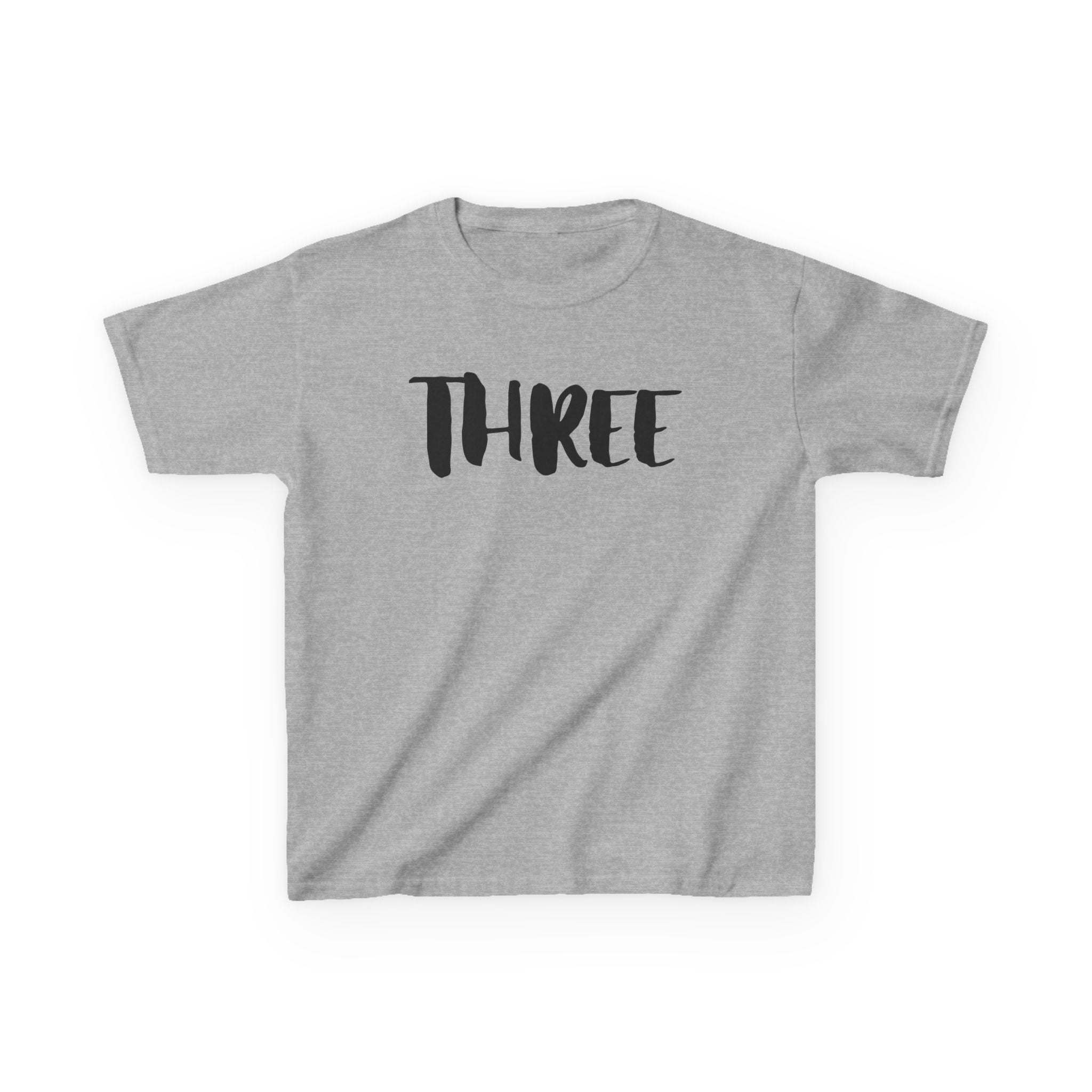 Kids Tee — "Three" Birthday Shirt, 3rd Birthday Toddler T‑Shirt