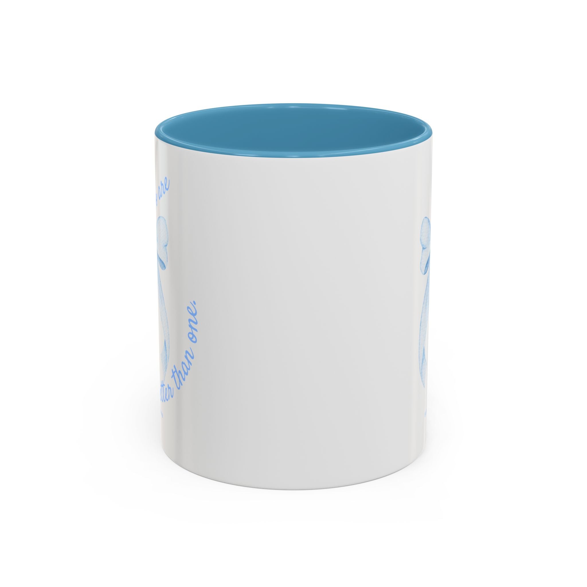 Accent Coffee Mug - "Two are better than one" Blue Ribbon Ceramic Mug Christian Wedding