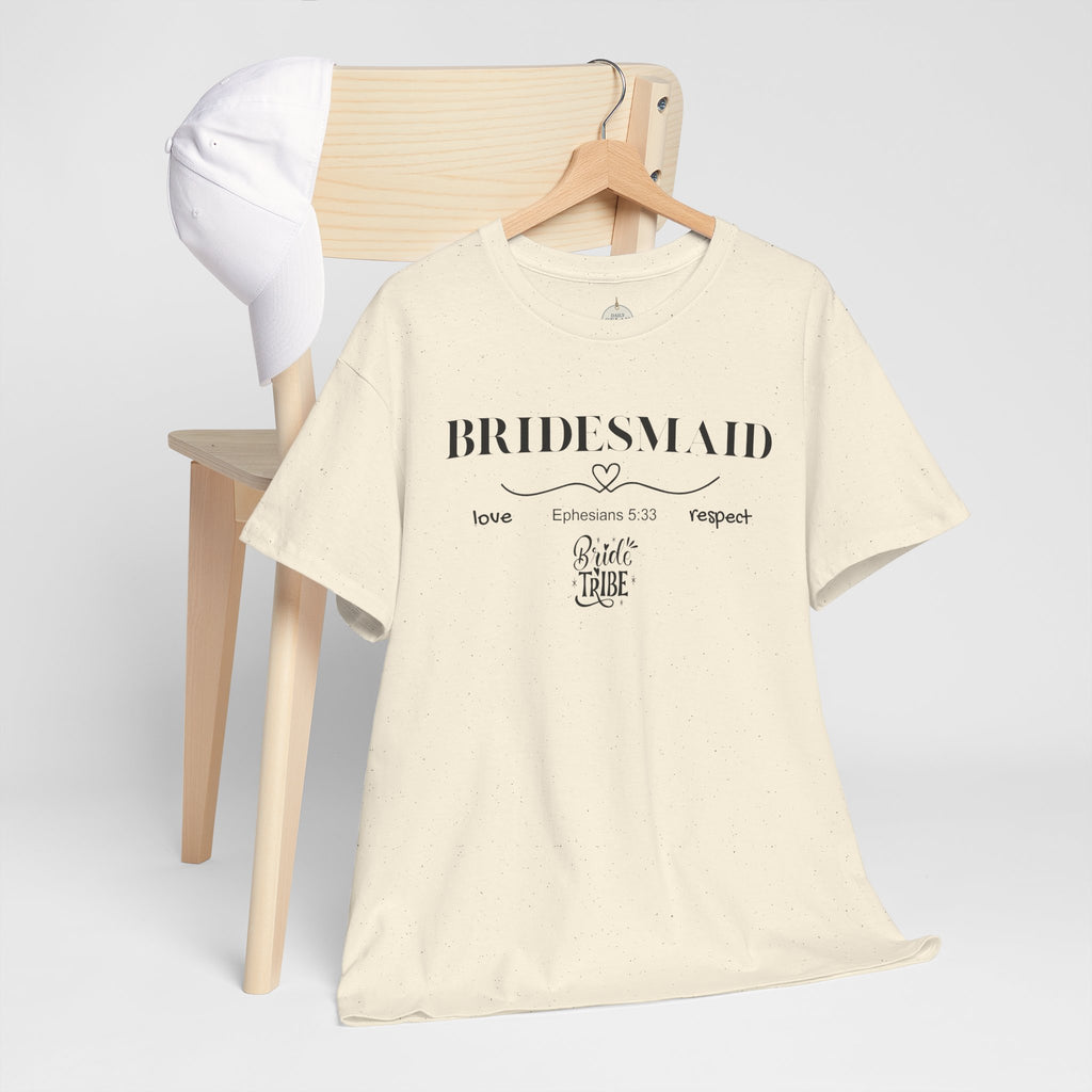 Bridesmaid T-Shirt — Elegant Script Bridal Party Tee (‘Bridesmaid’ with Heart) - Christian