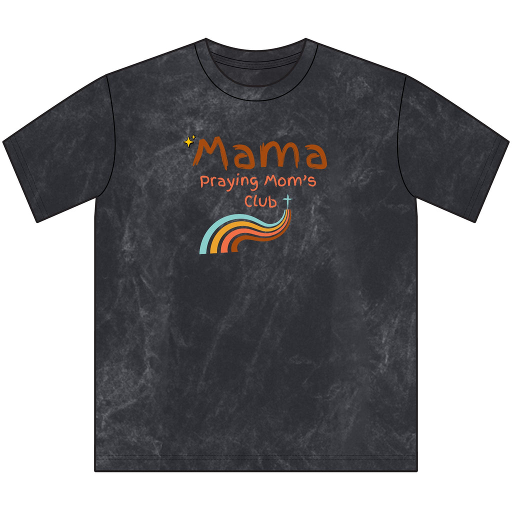 Mama Praying Moms Club Vintage Crewneck Tee — Retro Rainbow Mom T-Shirt