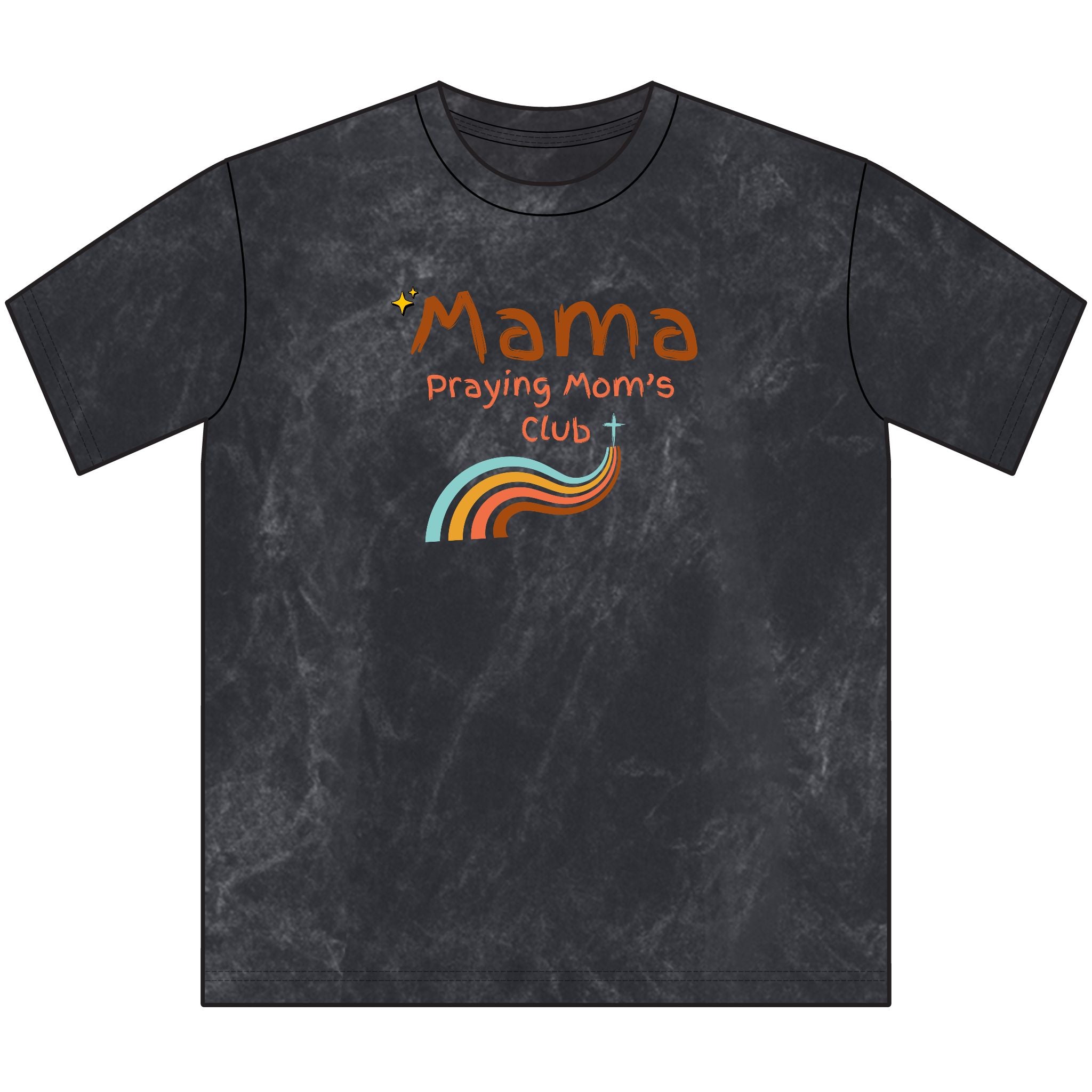 Mama Praying Moms Club Vintage Crewneck Tee — Retro Rainbow Mom T-Shirt