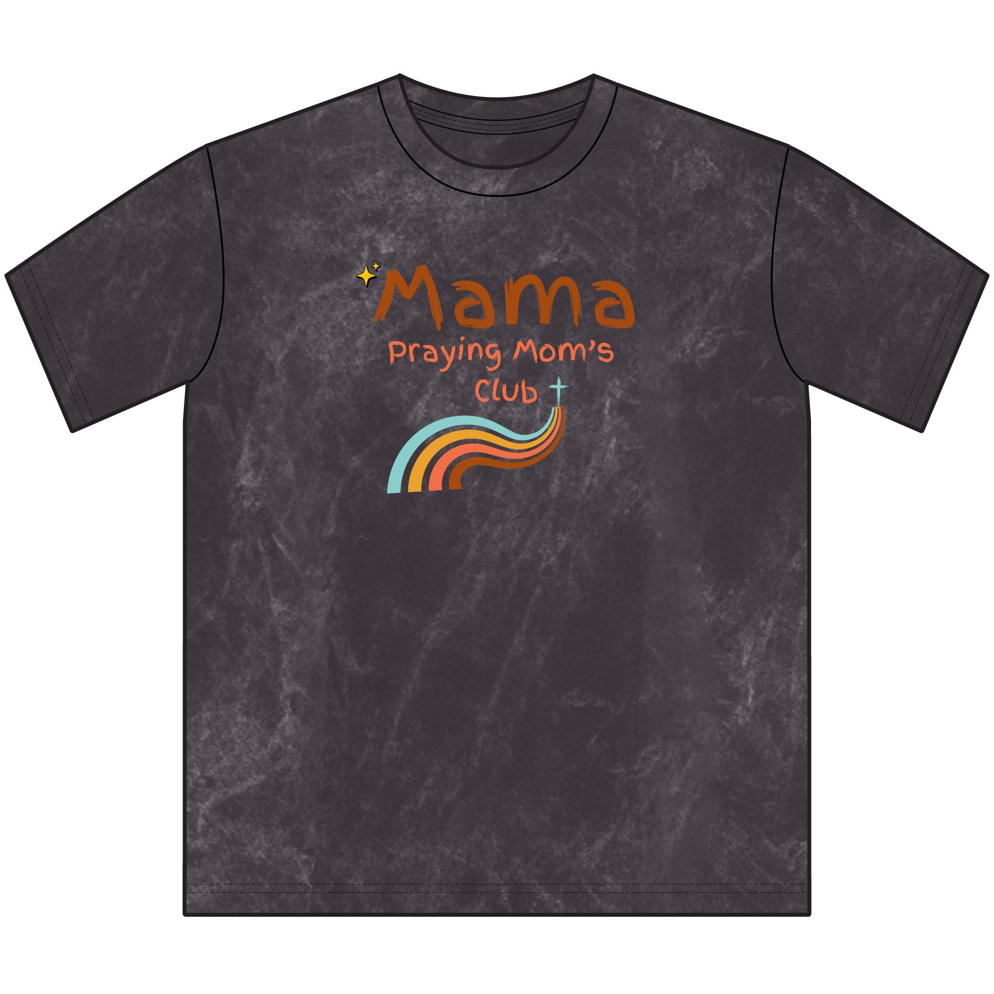 Mama Praying Moms Club Vintage Crewneck Tee — Retro Rainbow Mom T-Shirt