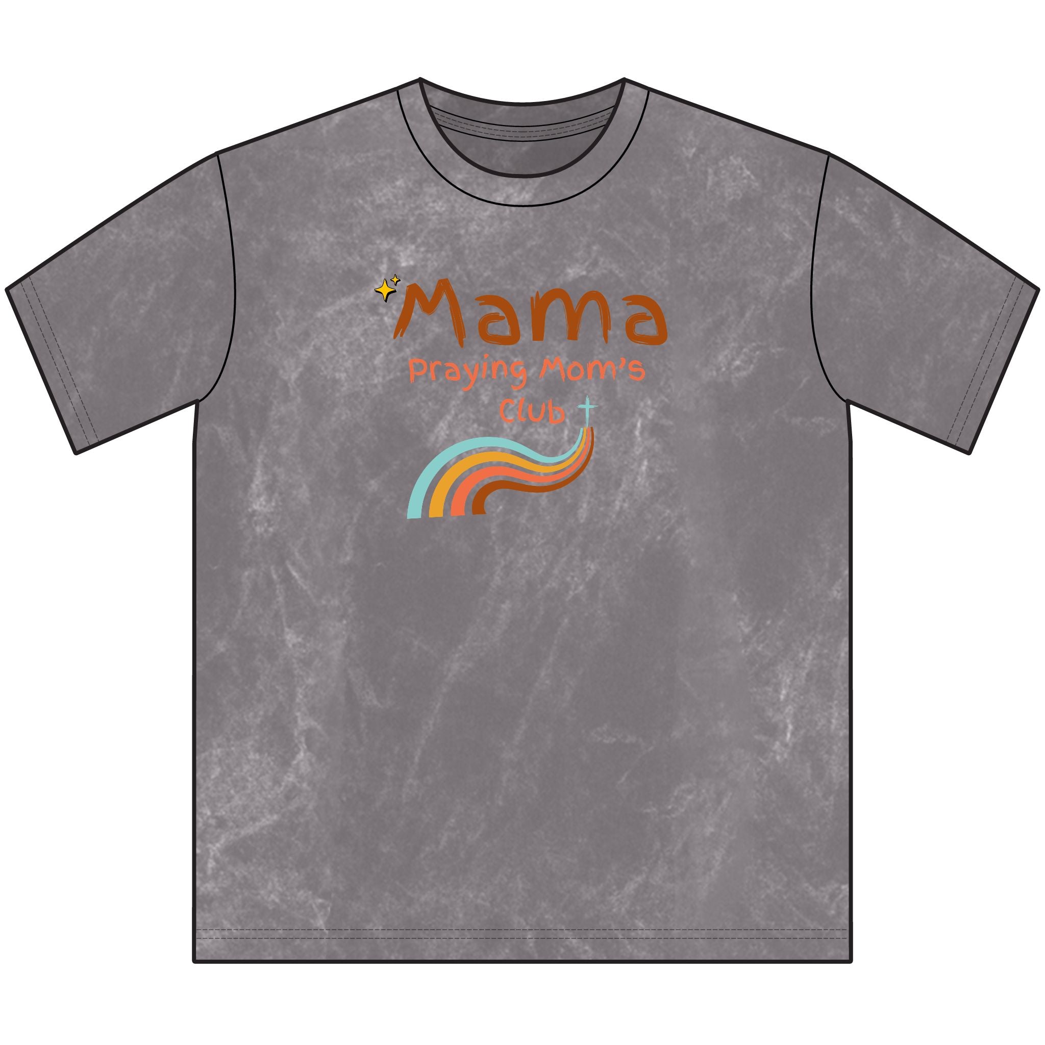 Mama Praying Moms Club Vintage Crewneck Tee — Retro Rainbow Mom T-Shirt