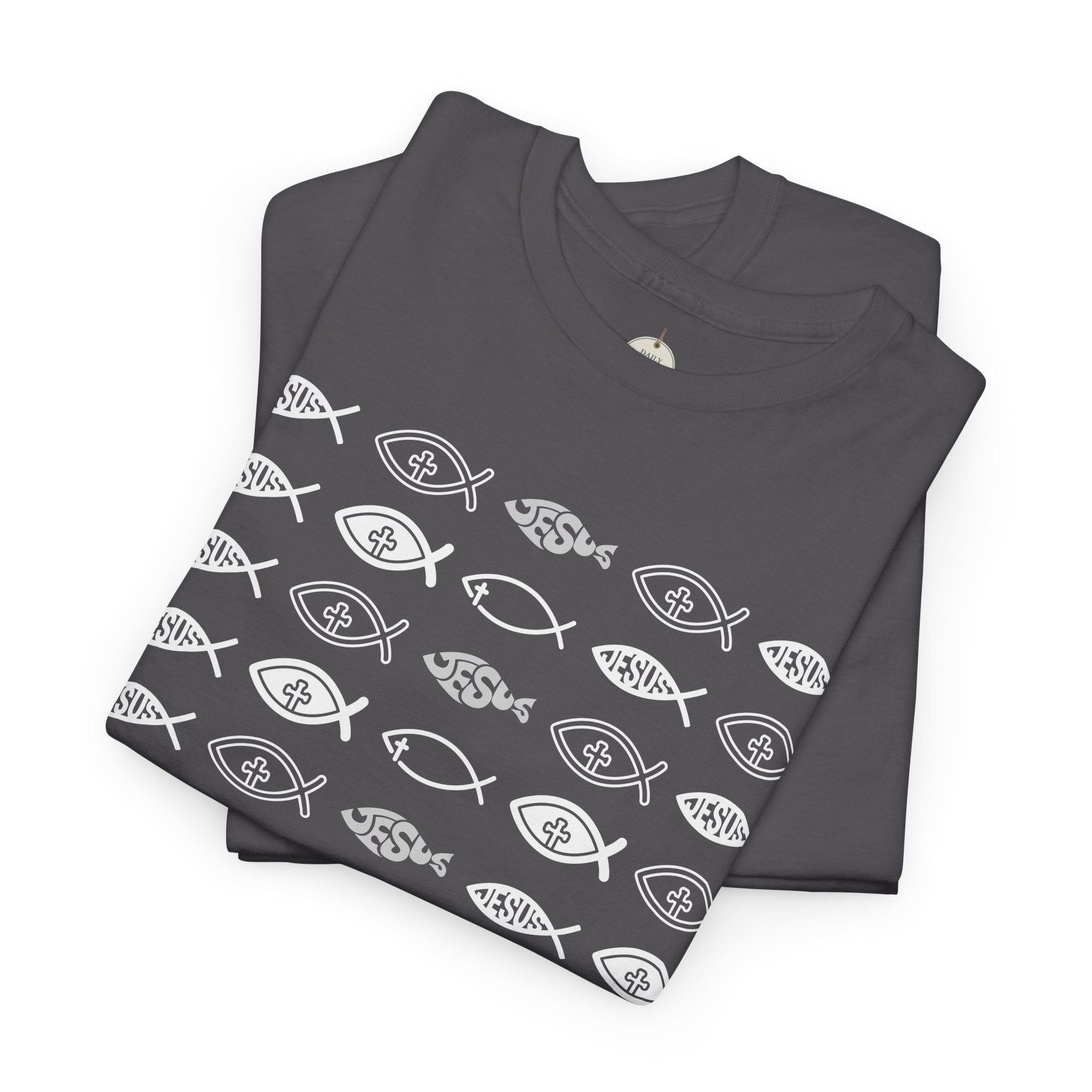 Christian Fish Pattern T‑Shirt — Ichthys Faith Tee - JESUS FISH
