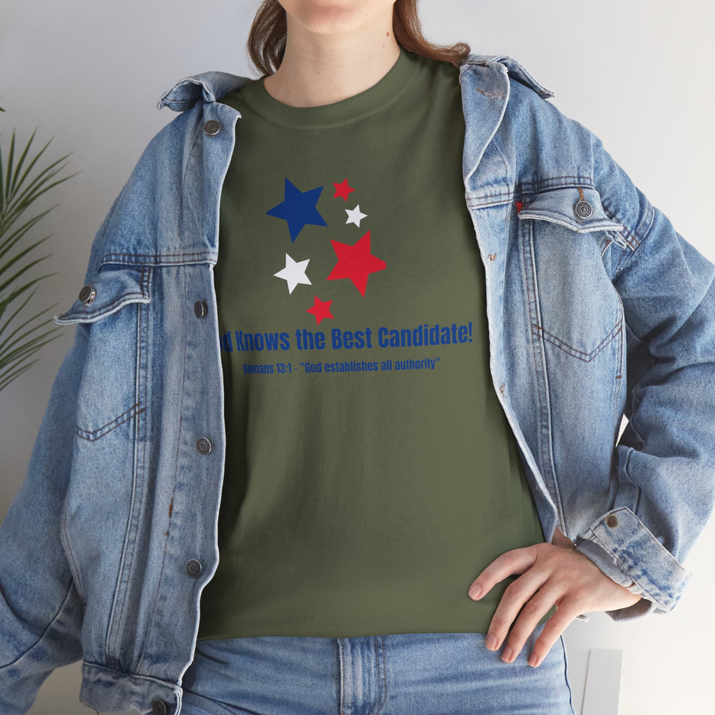 God Knows the Best Candidate Tee — Patriotic Christian Election T-Shirt