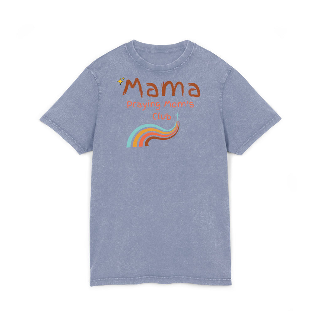 Mama Praying Moms Club Acid Wash Tee — Retro Rainbow Christian Mom Shirt