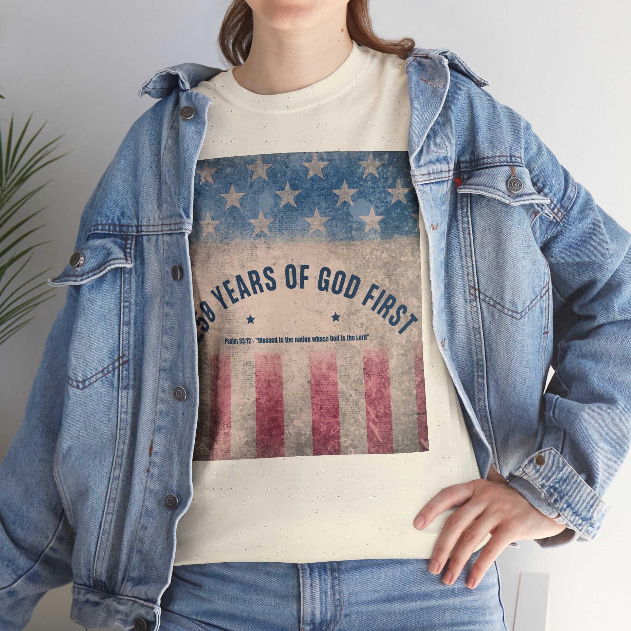 God First 250 Years Vintage American Flag  and Patriotic T-Shirt