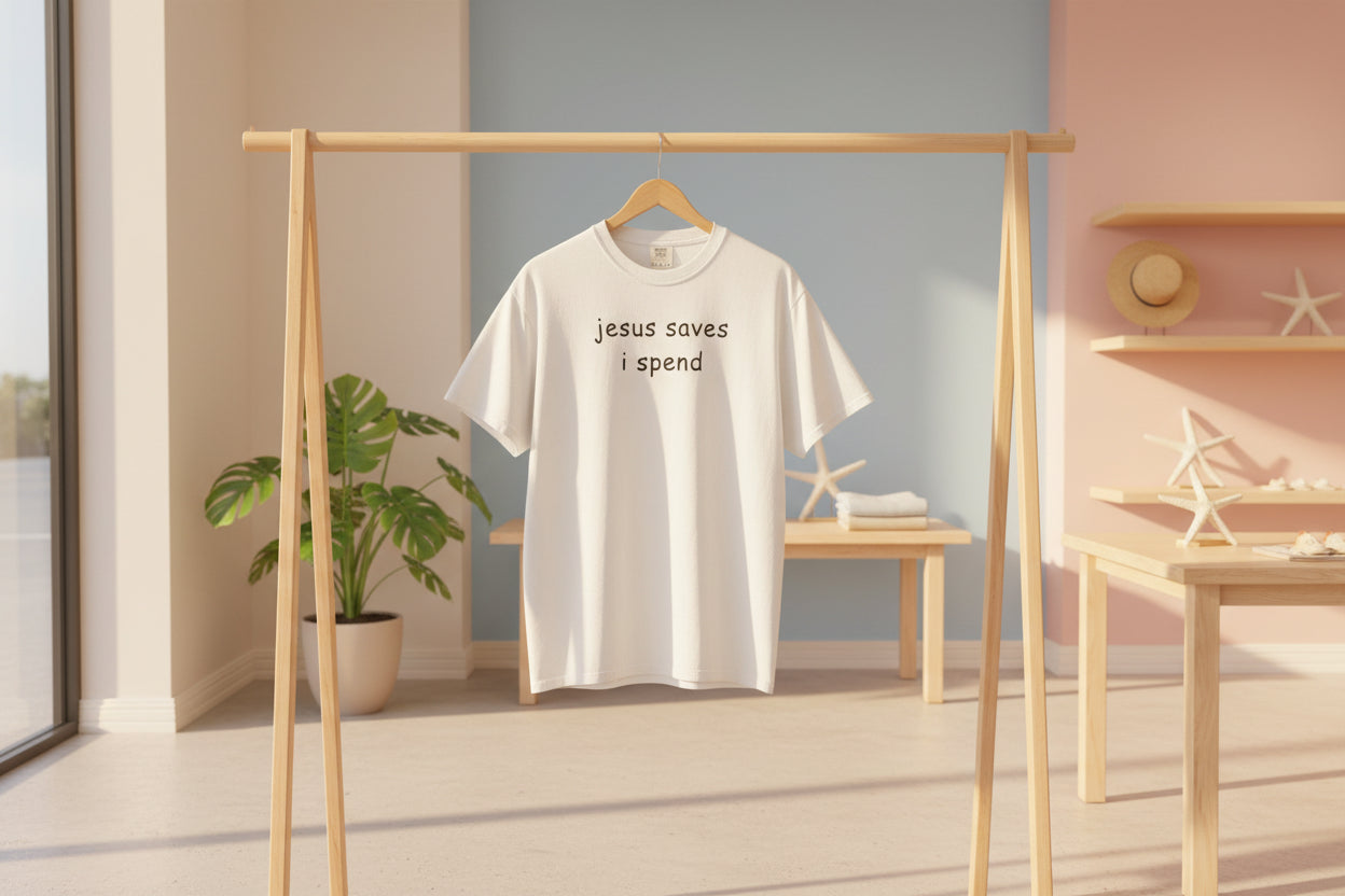 Jesus Saves I Spend T-Shirt - Funny Christian Graphic Tee Comfort Colors