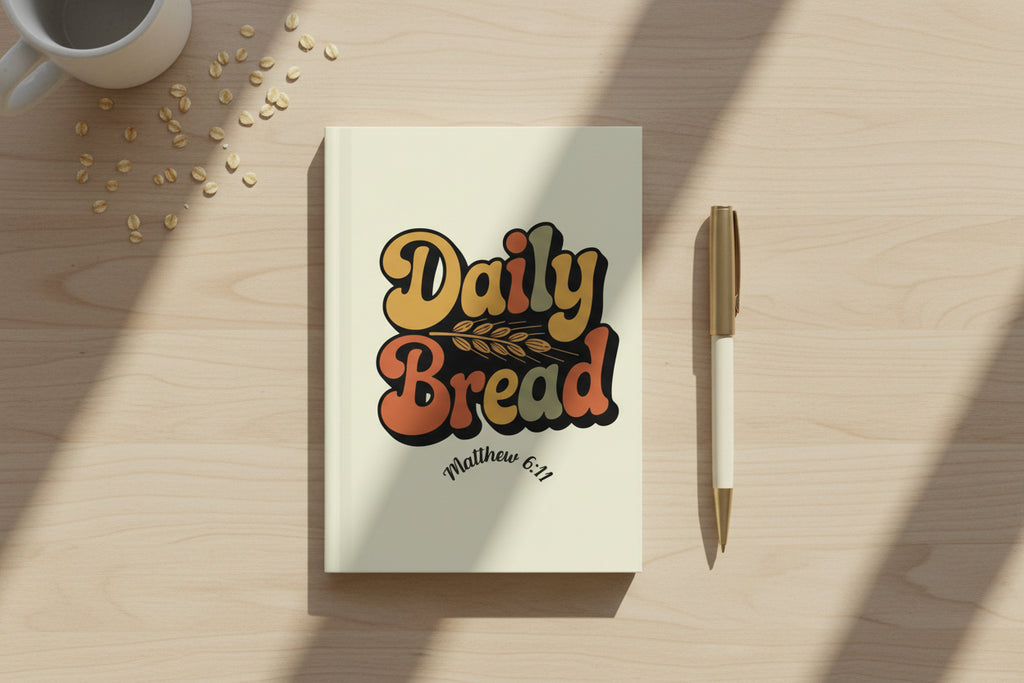 Daily Bread Hardcover Journal — Faith Scripture Notebook (Matthew 6:11)