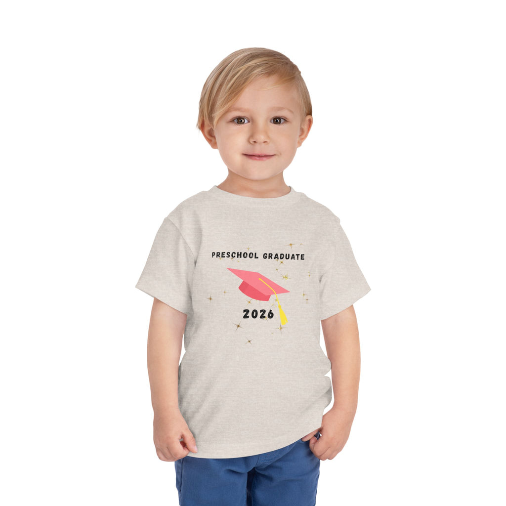Preschool Graduate 2026 Toddler Tee — Pink Graduation Cap Shirt
