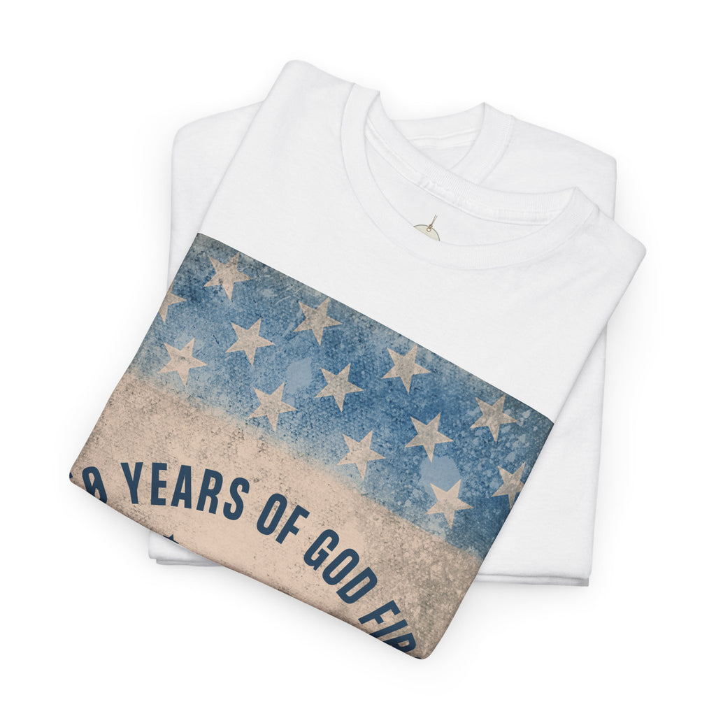 God First 250 Years Vintage American Flag  and Patriotic T-Shirt