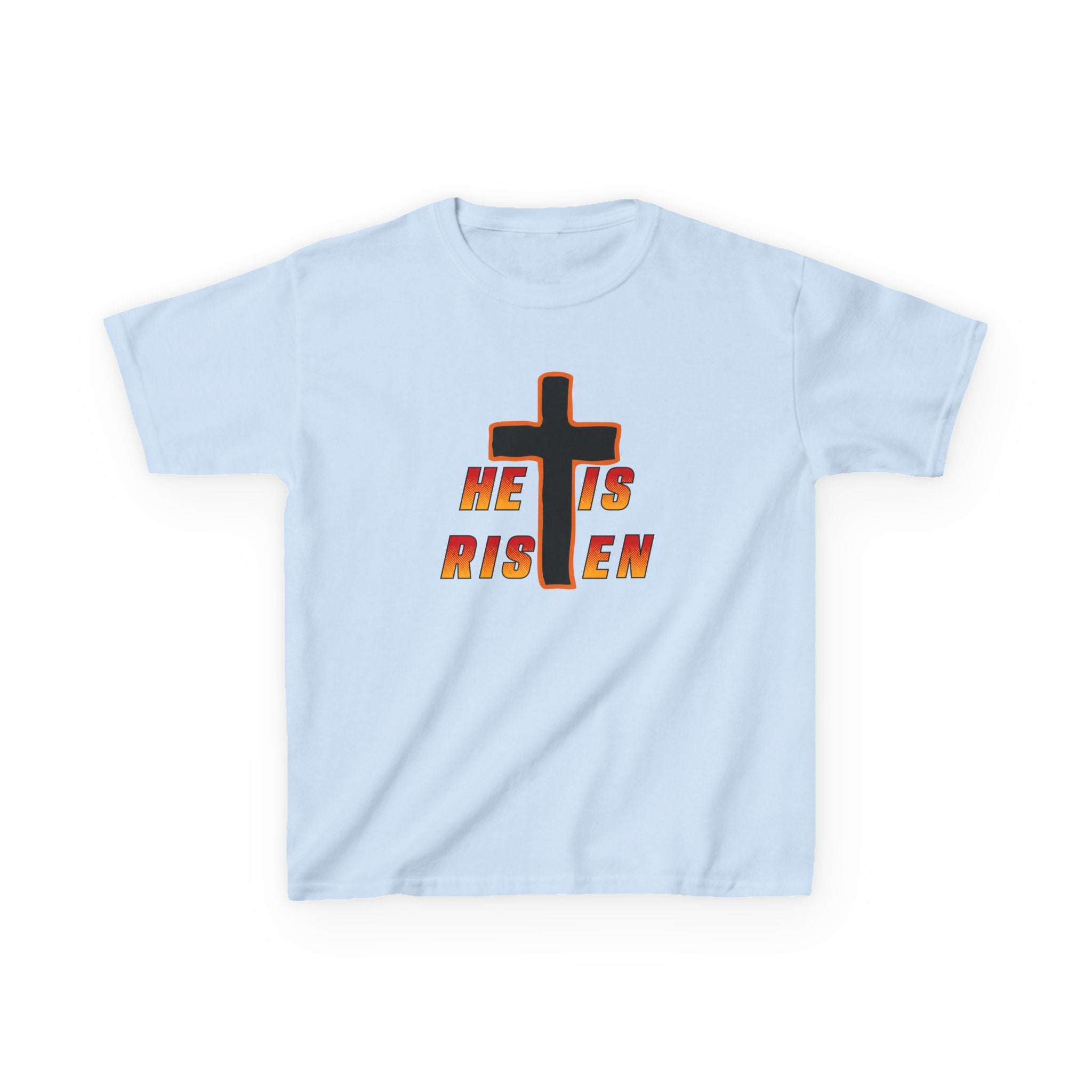 Kids Tee — "He Is Risen" Cross Easter T‑Shirt