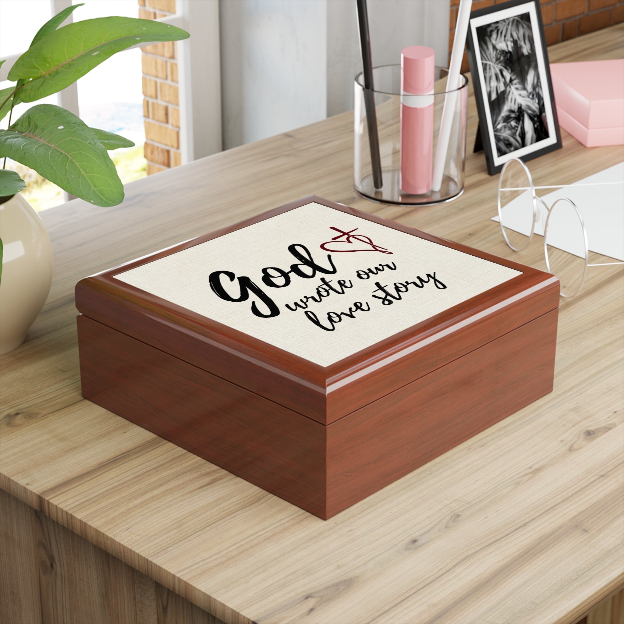 Jewelry Box — "God Wrote Our Love Story" Keepsake Box (Faith-Inspired Wedding or Anniversary Gift) - Personalized