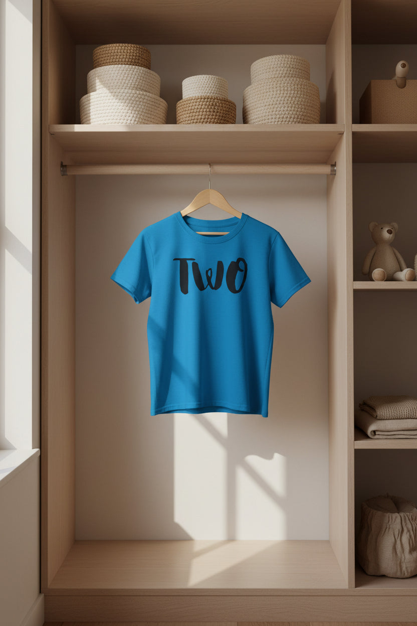 'Two' Kids T‑Shirt – Birthday Toddler Number Shirt for 2-Year-Olds