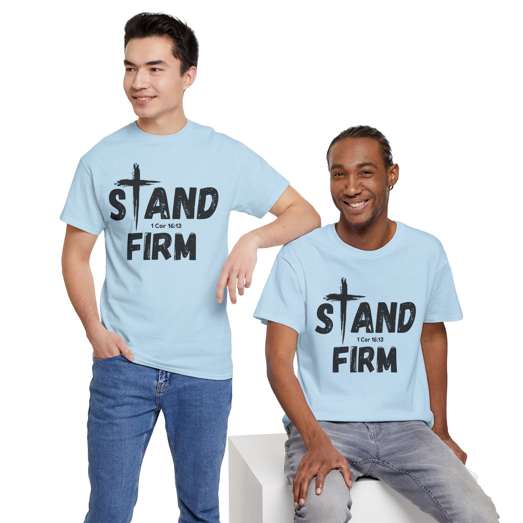Stand Firm T-Shirt — Christian Faith Tee with Cross & 1 Cor 16:13 Inspirational Design
