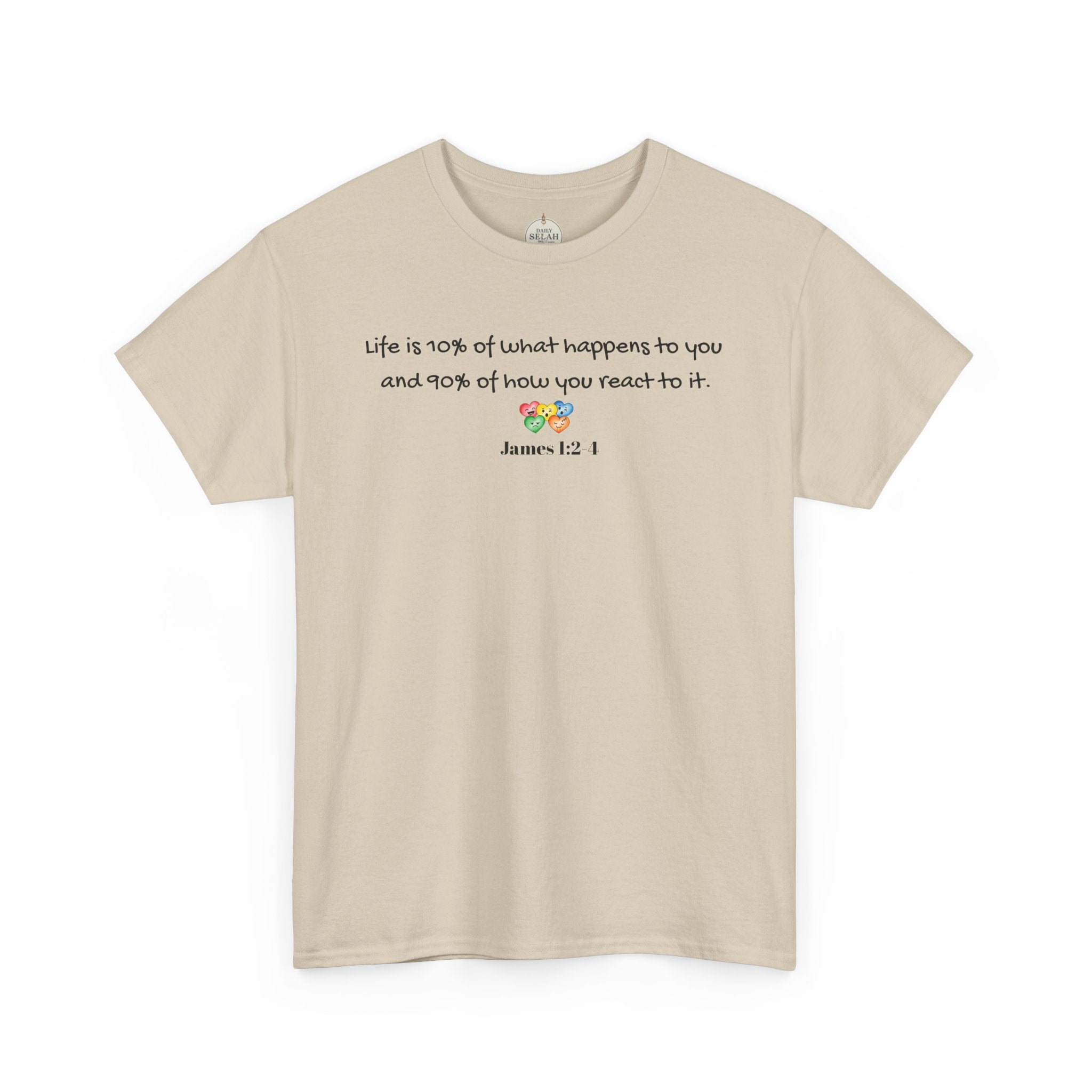 Bible Verse T‑Shirt – "Life is 10% of what happens to you" James 1:2-1 Inspirational Tee