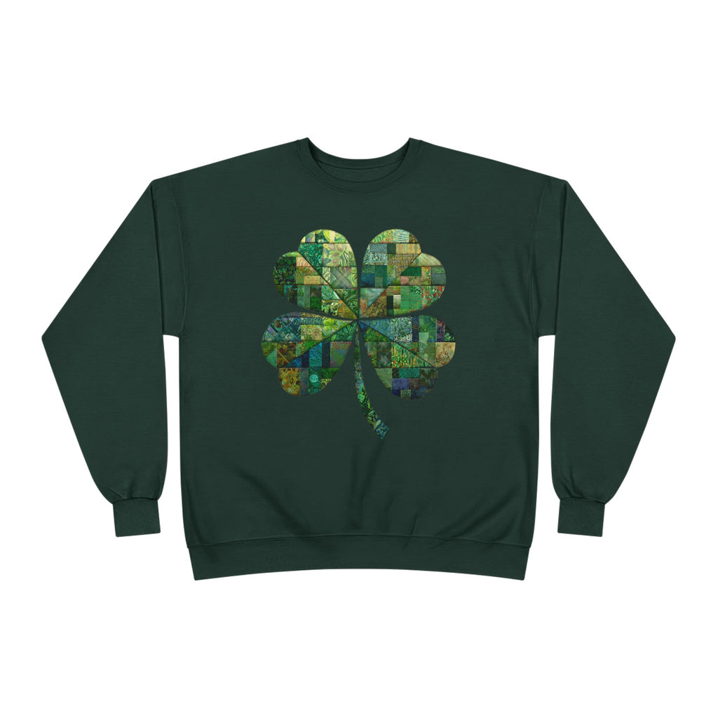 Green Mosaic Shamrock Crewneck Sweatshirt — St. Patrick’s Day Clover Design