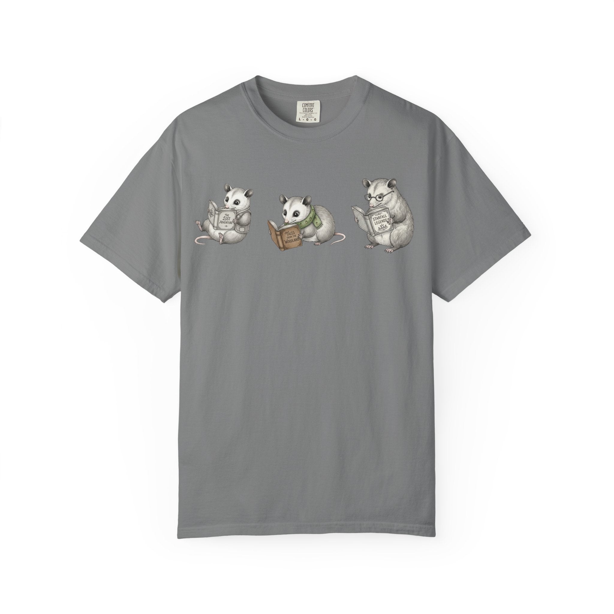 Reading Possum T-Shirt — Cute Trio Illustration Tee