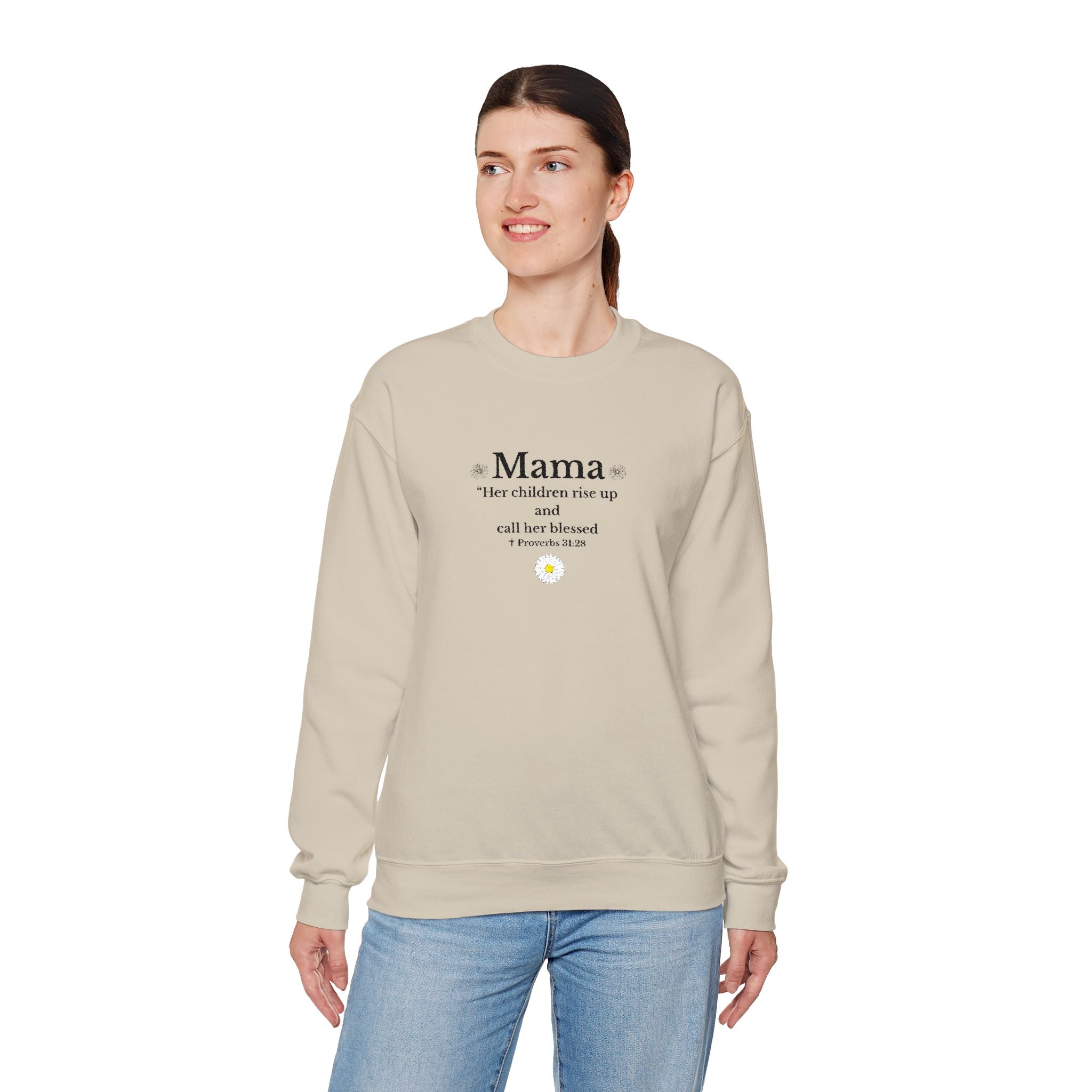 Mama Sunshine Crewneck Sweatshirt — "Mama the sunshine in my soul" Cozy Mom Gift - Embroidered