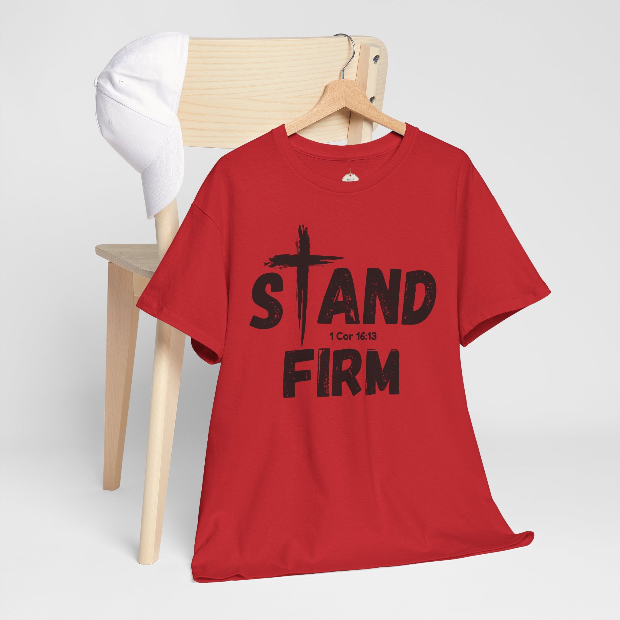 Stand Firm T-Shirt — Christian Faith Tee with Cross & 1 Cor 16:13 Inspirational Design