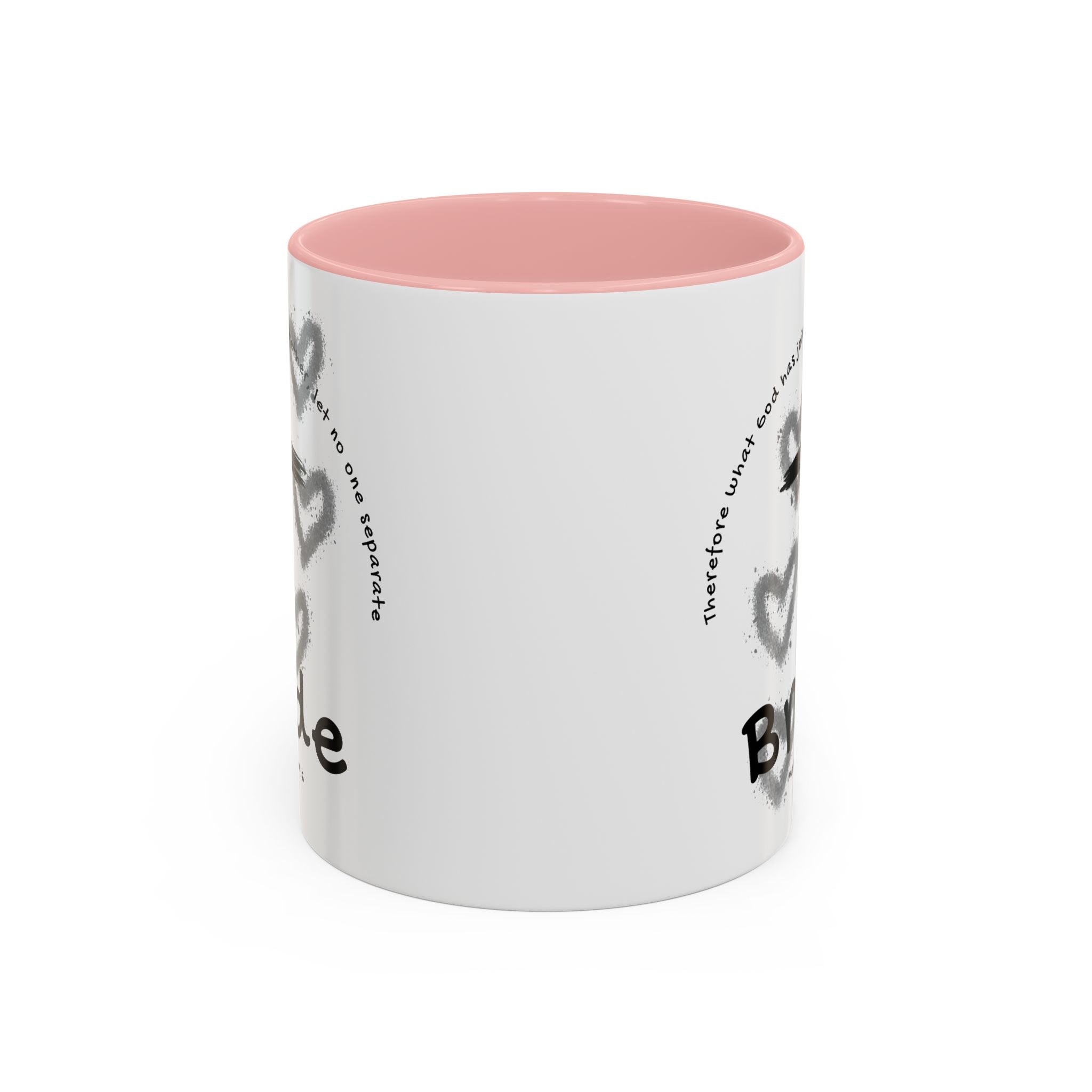 Bride Coffee Mug — Christian Cross & Hearts Accent Mug (Matthew 19:6)