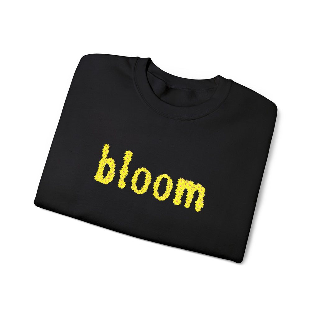 Embroidered Bloom Floral Crewneck Sweatshirt — Yellow Daisy “bloom” Design