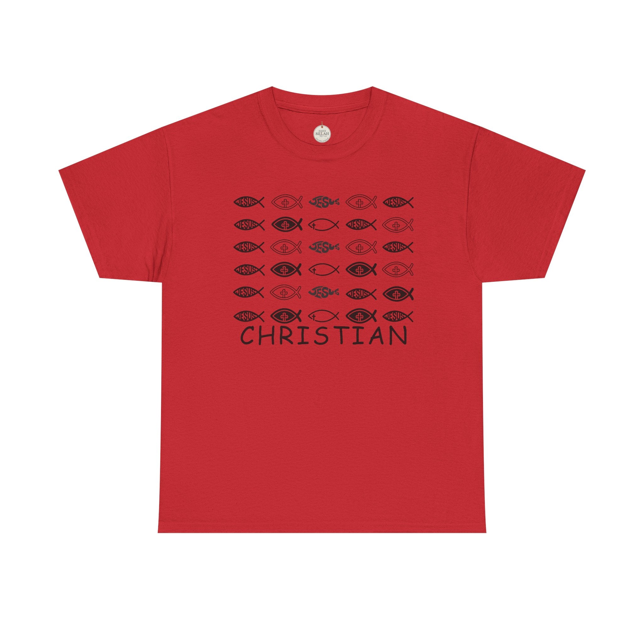 Christian Fish Pattern T‑Shirt — Ichthys Faith Tee - JESUS FISH