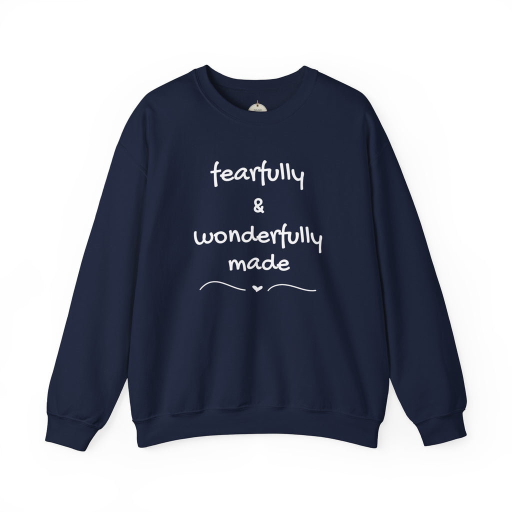 Faith-Based Crewneck Sweatshirt — "Fearfully & Wonderfully Made" Inspirational Pullover