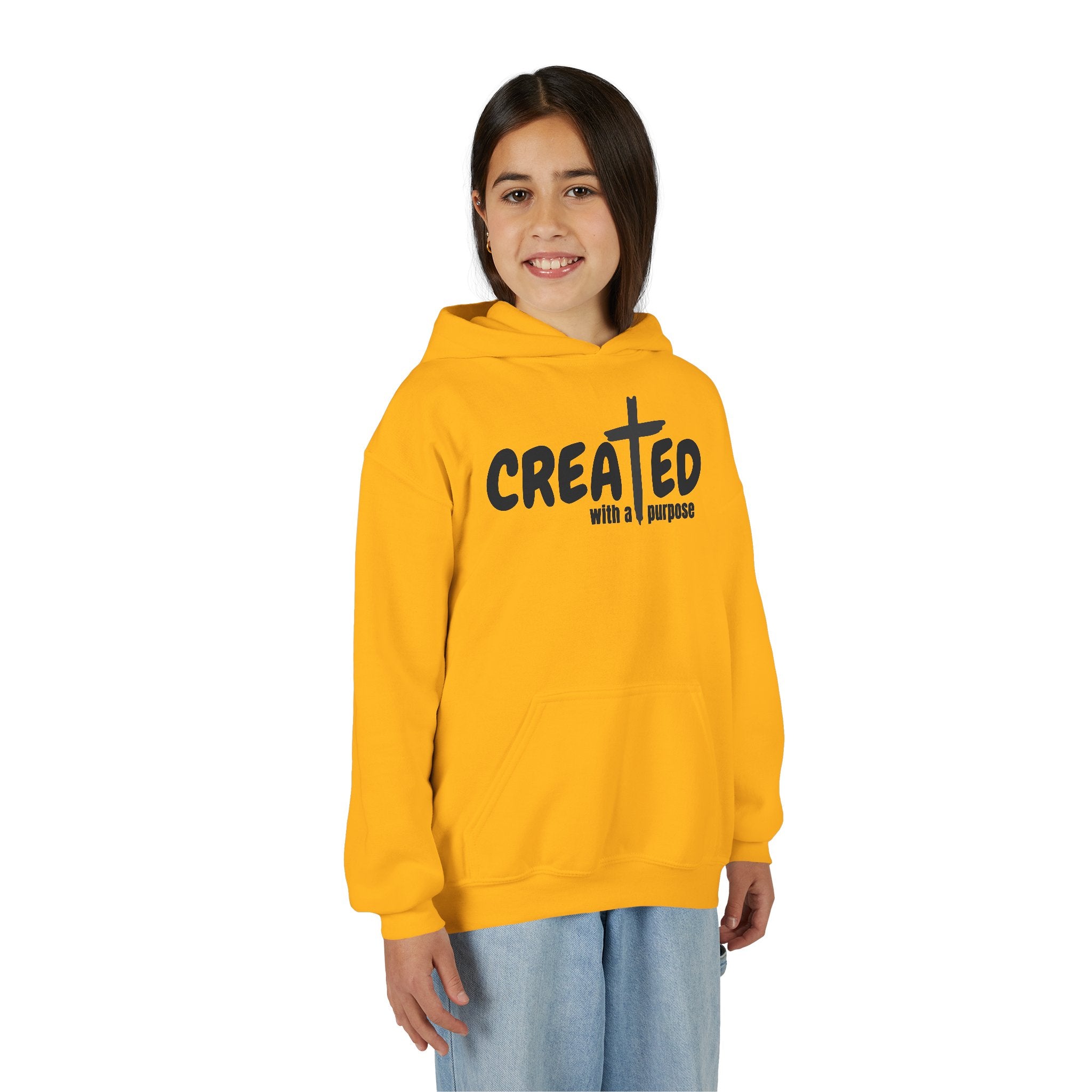 ‘Created With A Purpose’ Youth Hoodie — Christian Faith Kid’s Pullover