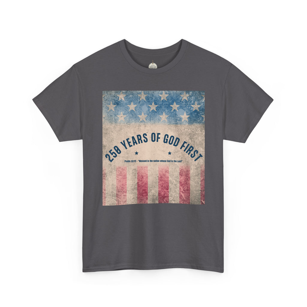 God First 250 Years Vintage American Flag  and Patriotic T-Shirt