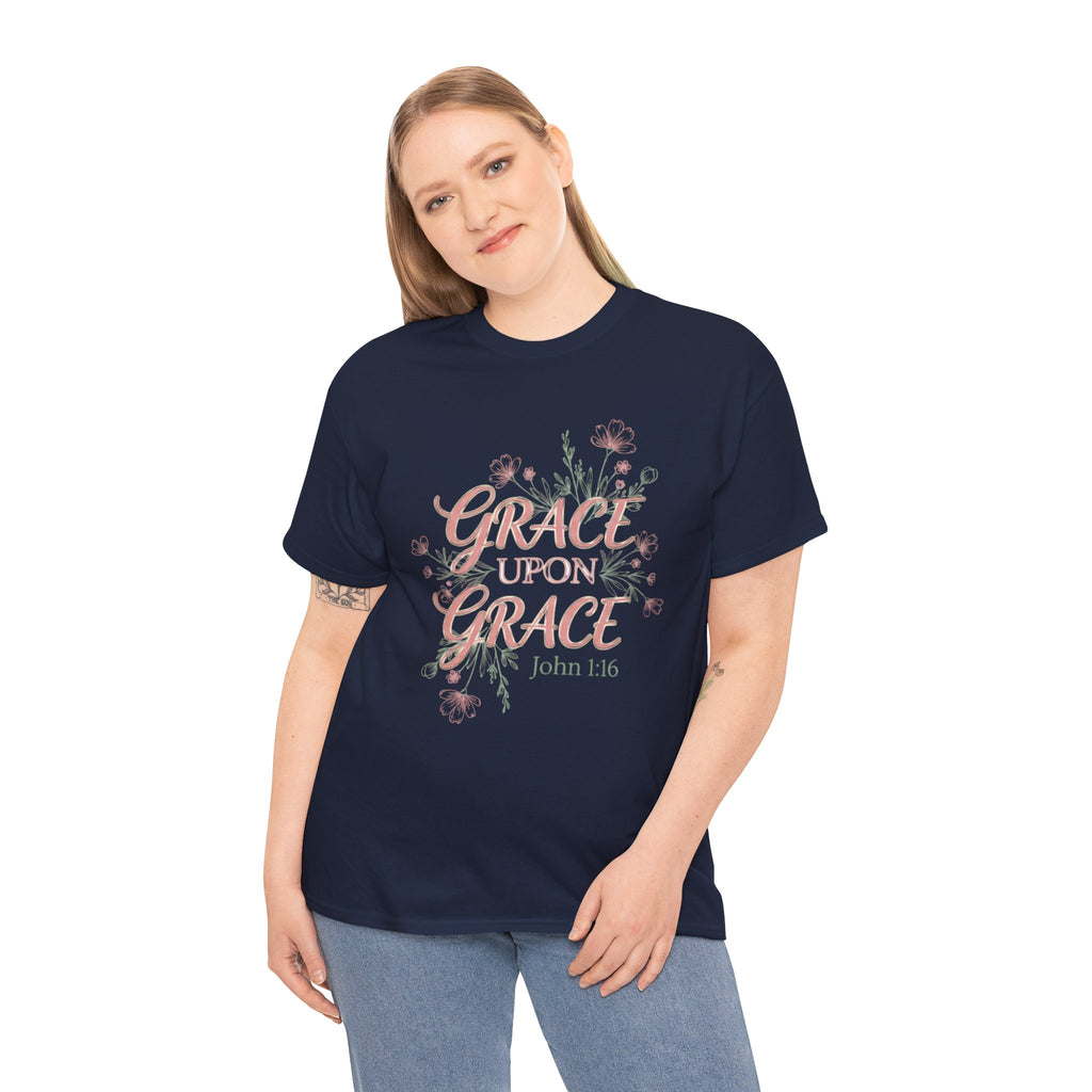 Grace Upon Grace Tee — John 1:16 Floral Christian T-Shirt