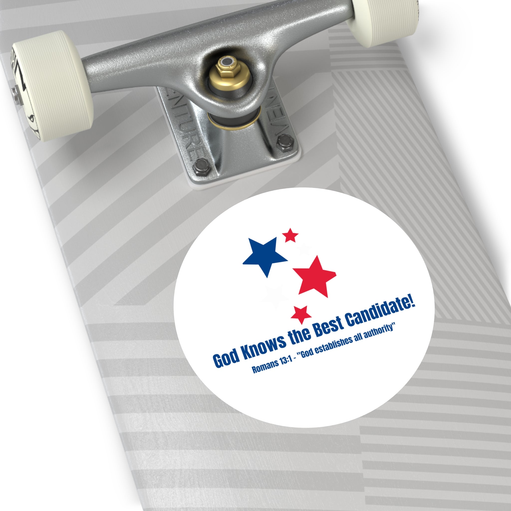 Vote! Round Vinyl Sticker — "God Knows the Best Candidate" Patriotic Christian Decal 2026