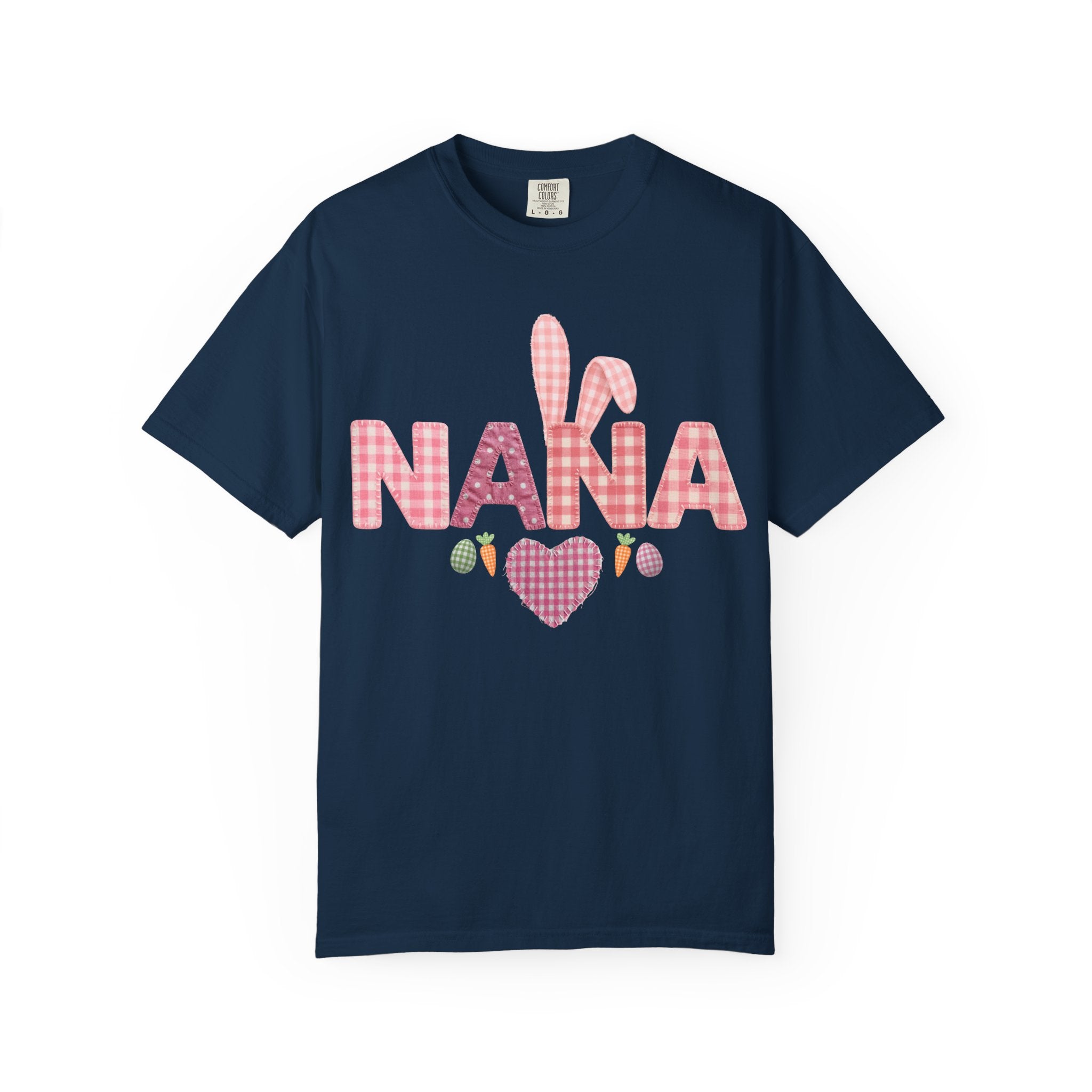 Nana Pink Gingham Heart Easter T-Shirt Comfort Colors