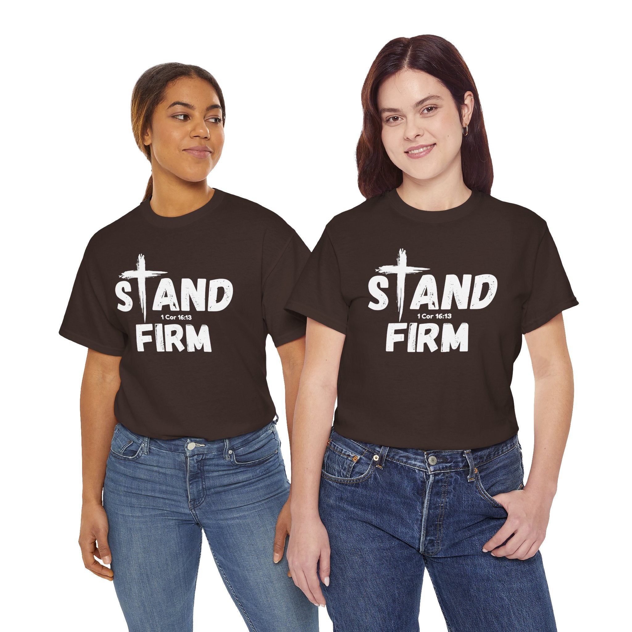 Stand Firm T-Shirt — Christian Faith Tee with Cross & 1 Cor 16:13 Inspirational Design
