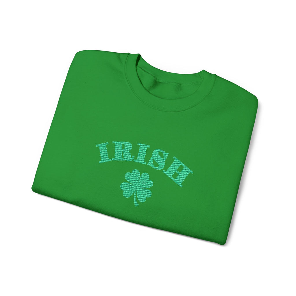 Embroidered Irish with Shamrock Crewneck Sweatshirt - Wrist Shamrock