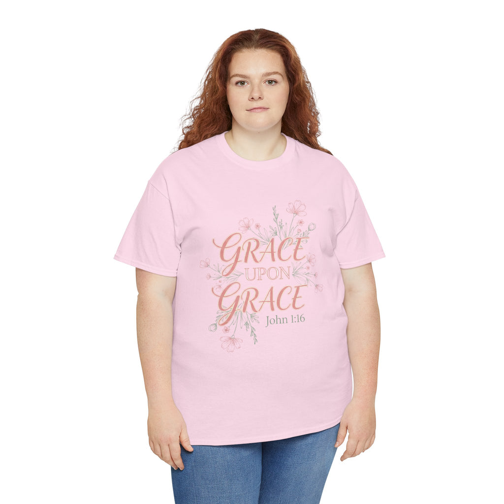Grace Upon Grace Tee — John 1:16 Floral Christian T-Shirt