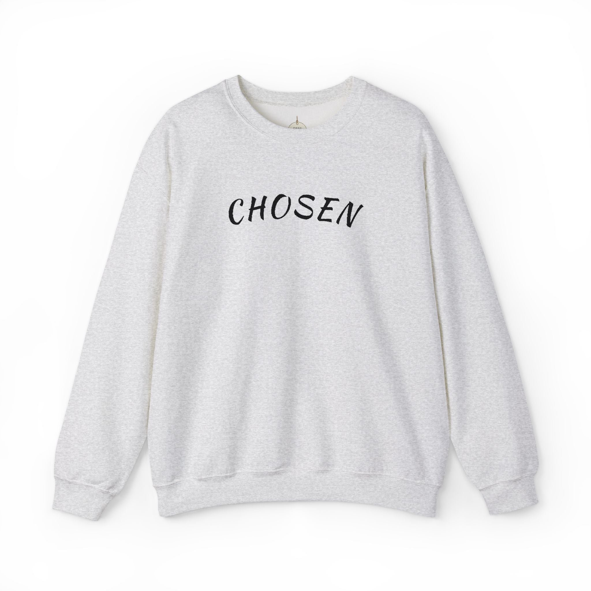 Embroidered Chosen Crewneck Sweatshirt — Minimalist Pullover with 'CHOSEN' Text