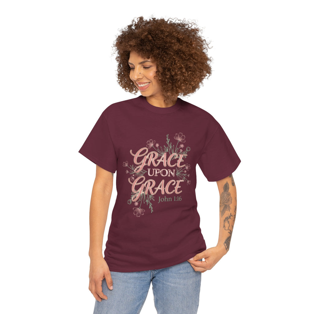 Grace Upon Grace Tee — John 1:16 Floral Christian T-Shirt