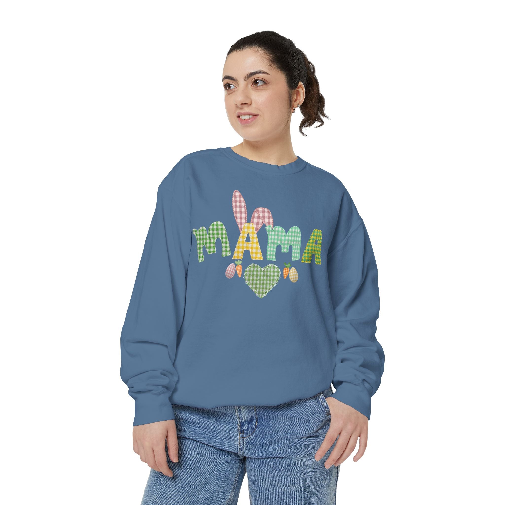 Comfort Colors - Mama Bunny Sweatshirt — Easter Plaid Mom Pullover