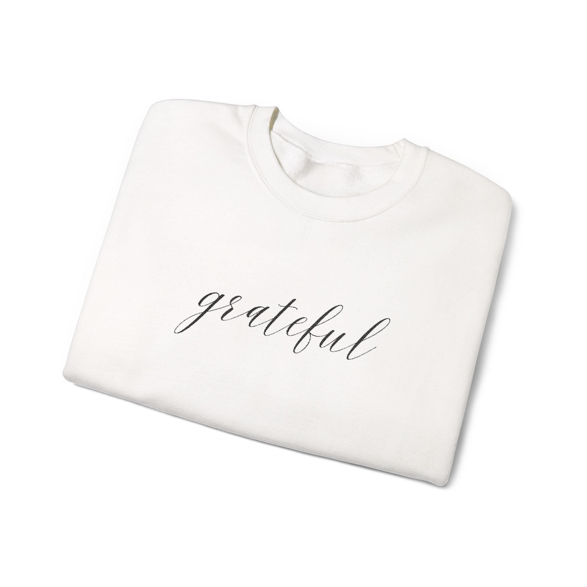 Embroidered Grateful Script Crewneck Sweatshirt