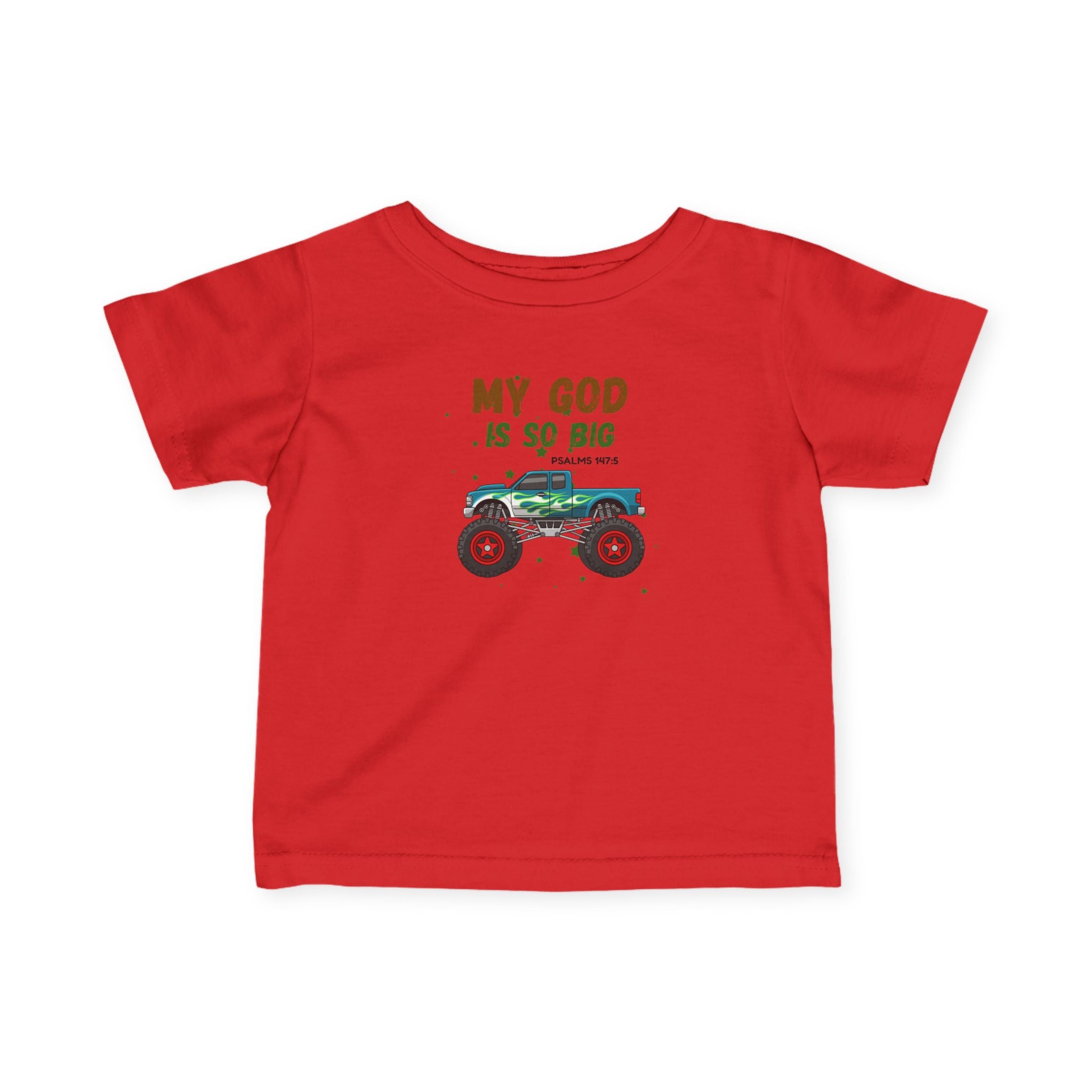 Infant Tee — "My God Is So Big" Monster Truck Baby Shirt
