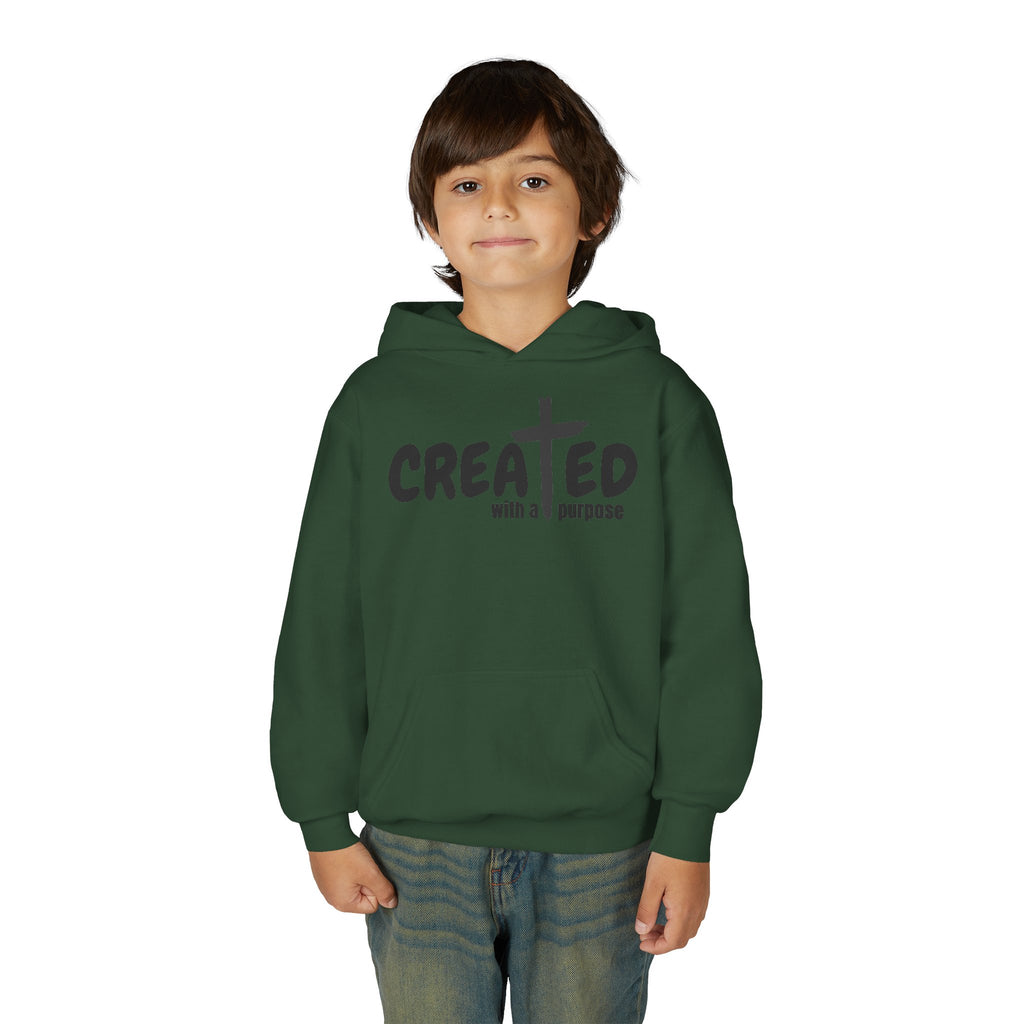 ‘Created With A Purpose’ Youth Hoodie — Christian Faith Kid’s Pullover