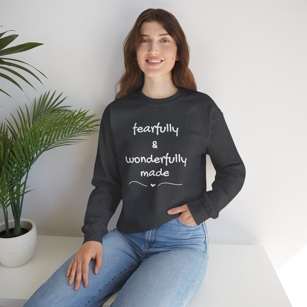 Faith-Based Crewneck Sweatshirt — "Fearfully & Wonderfully Made" Inspirational Pullover