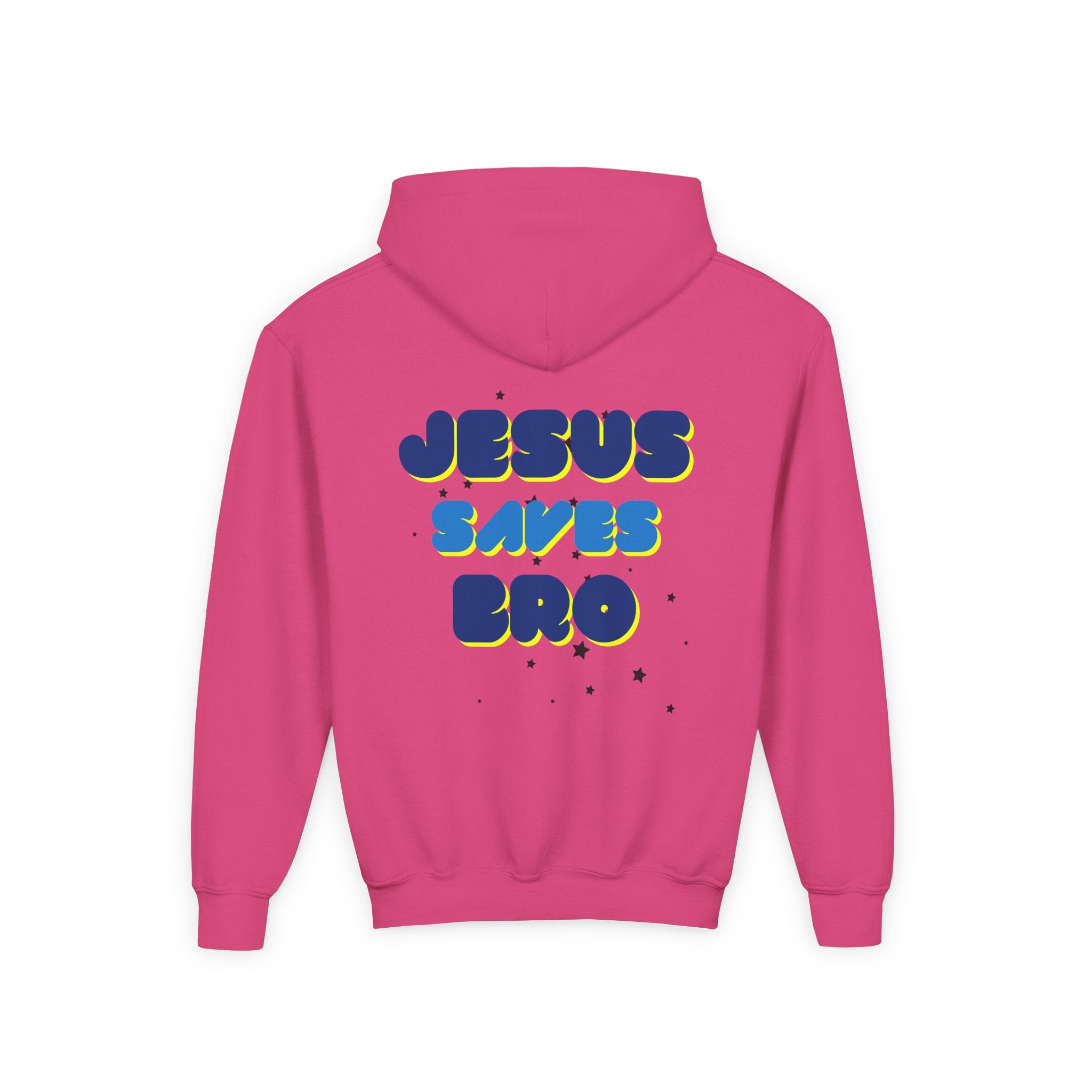Youth Hoodie — "Jesus Saves Bro" Christian Graphic Pullover