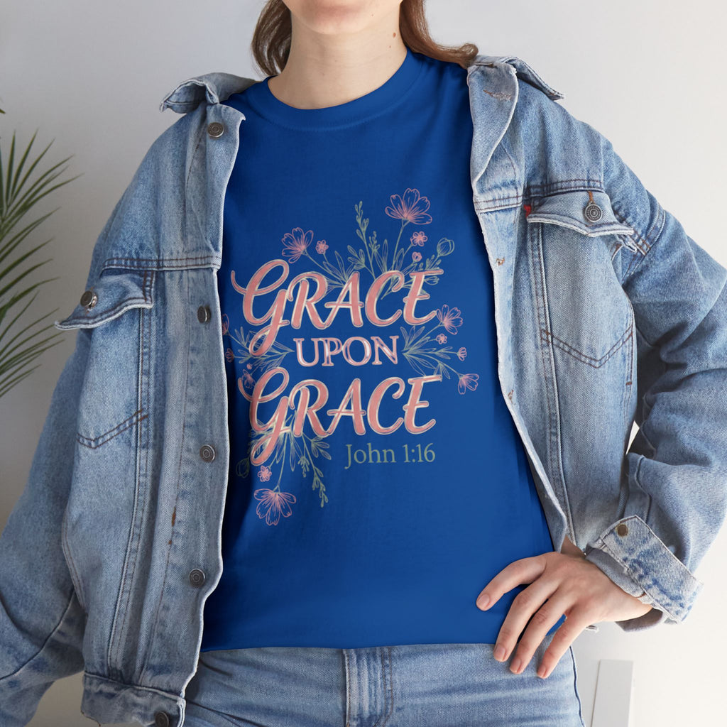 Grace Upon Grace Tee — John 1:16 Floral Christian T-Shirt