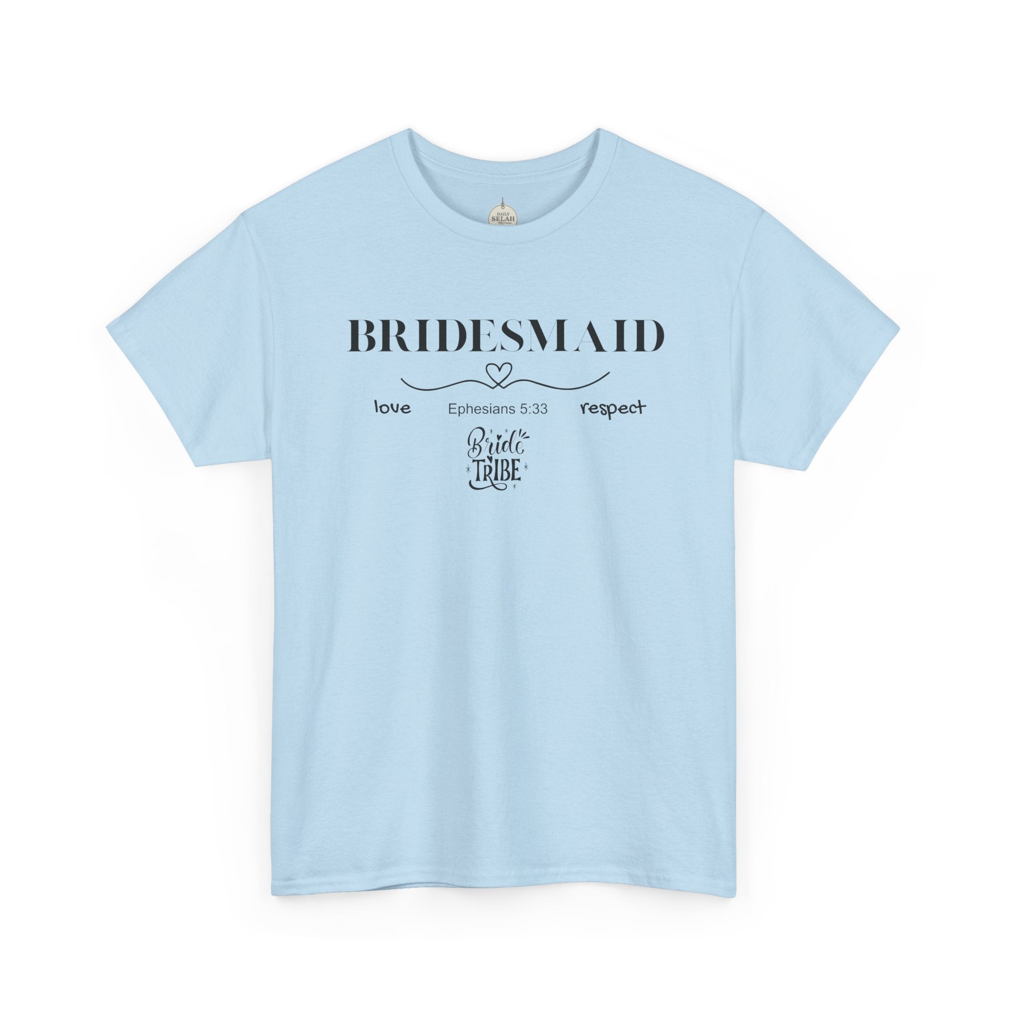 Bridesmaid T-Shirt — Elegant Script Bridal Party Tee (‘Bridesmaid’ with Heart) - Christian