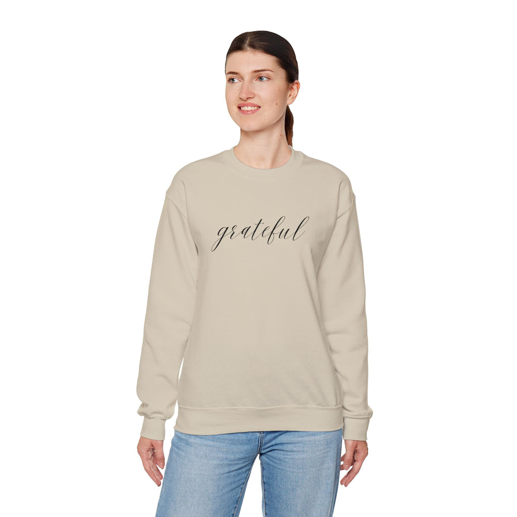 Embroidered Grateful Script Crewneck Sweatshirt